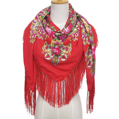 Pañuelo Floral Retro con Flecos para Mujer - Image 41