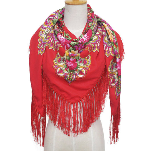 Pañuelo Floral Retro con Flecos para Mujer - Image 41