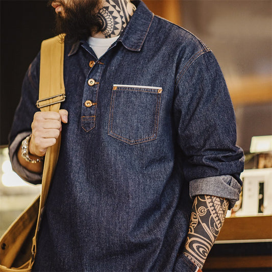 Camisa Vaquera Retro Americana para Hombre