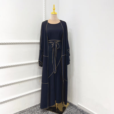 Conjunto de Tres Piezas: Falda Ajustada con Forro Interior y Abrigo Trim - Image 2
