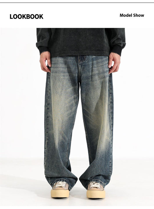 Jeans Anchos Retro Americano de Cintura Suelta para Hombre - Image 13