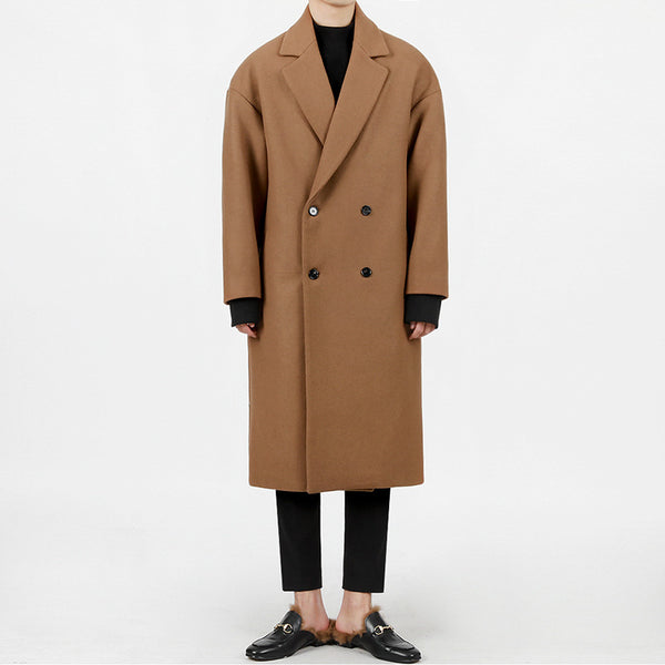 Abrigo Trench Coat de Lana Suelta y Cálida para Hombre - Estilo Moderno