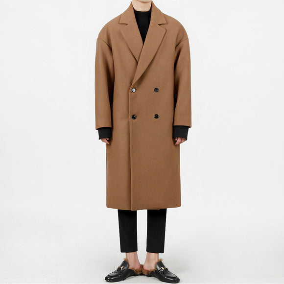 Abrigo Trench Coat de Lana Suelta y Cálida para Hombre - Estilo Moderno