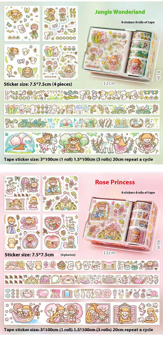 Set de Stickers Adhesivos Infantiles con Diseños Animados y Cinta Decorativa - Image 18
