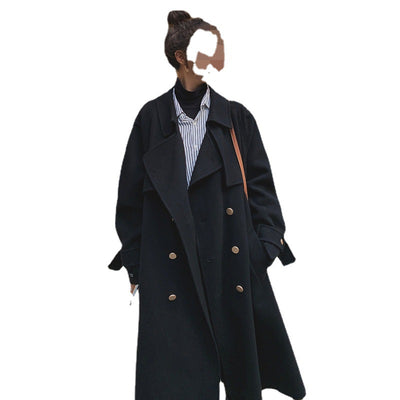 Abrigo de Lana Gruesa Negro Elegante para Mujer - Image 8