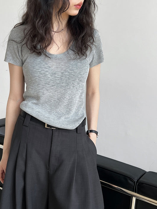 Camiseta Ajustada de Verano para Mujer - Cuello Redondo, Manga Corta y Cintura Definida - Image 20