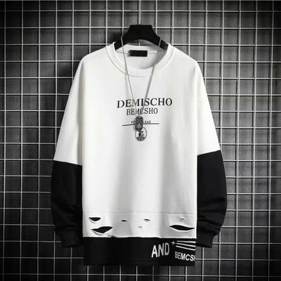 Camiseta Manga Larga Cuello Redondo Estilo Coreano Oversize Falsa Dos Piezas - Image 10