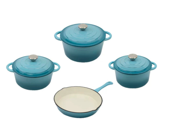 Juego de Cocina de Hierro Esmaltado: Sartén y Olla para Guisos