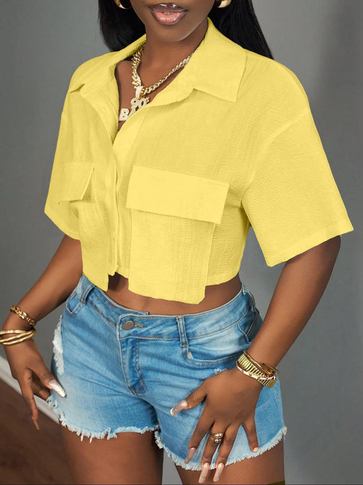 Camiseta Casual para Mujer con Bolsillos - Colores Sólidos - Image 10