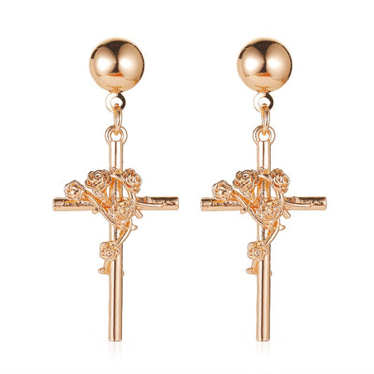 Aretes de Rosa Tridimensional con Relieve en Relieve - Image 2
