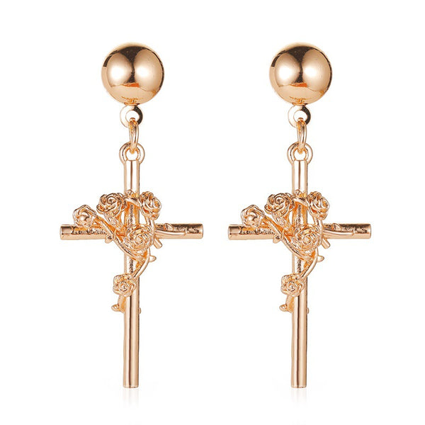 Aretes de Rosa Tridimensional con Relieve en Relieve - Image 2