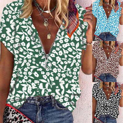 Blusa Floral Escote V Manga Corta - Diseño Fresco para Verano - Image 8