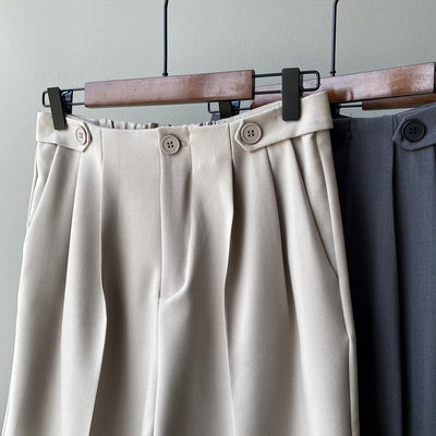 Pantalones Anchos Estilo Coreano con Drapeado Fluido - Image 10