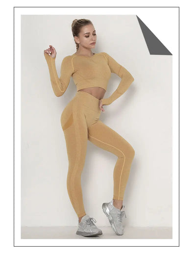 Traje de Yoga Largo Ajustado de Cintura Alta con Manga Larga - Image 41