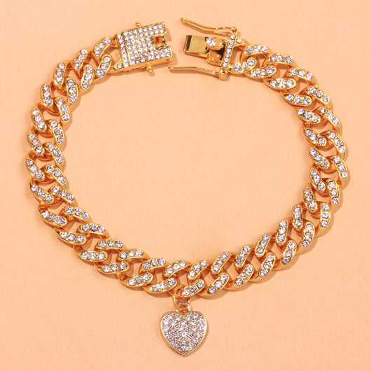Tobillera Corazón de Diamantes Estilo Cubano - Joya de Moda - Image 6