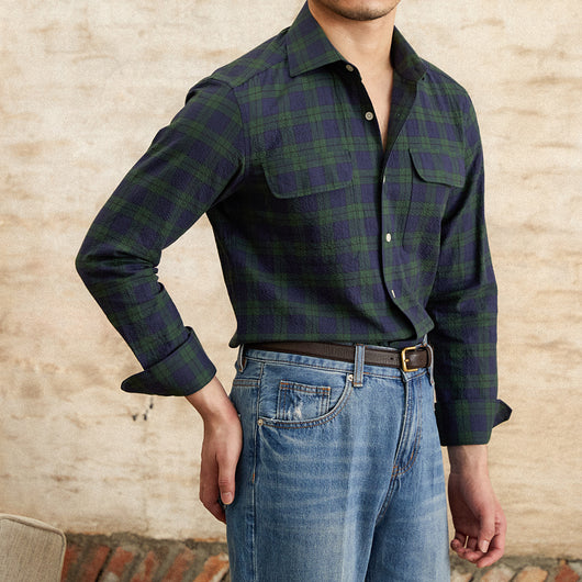 Camisa Casual de Cuadros Seersucker para Verano - Image 5