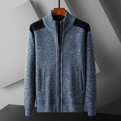 Cardigan Tejido Cálido para Hombre con Cuello Solapa y Diseño de Retazos - Image 11