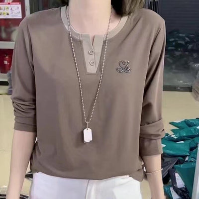 Blusa Casual para Mujer con Cuello V y Detalles de Strass - Image 14