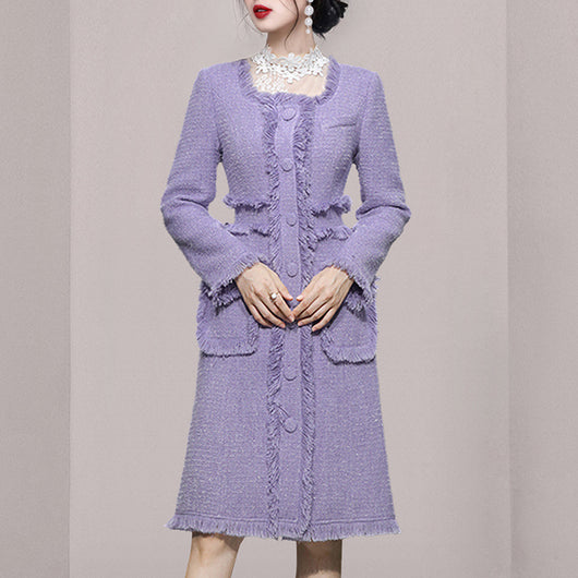 Abrigo Tweed Elegante para Mujer - Cuello Cuadrado Otoño - Image 11