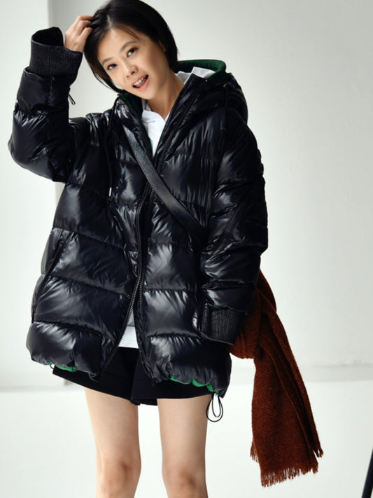 Chaqueta Acolchada Oversized con Costuras de Contraste y Capucha - Image 2