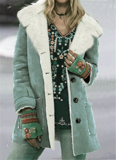 Chaqueta de Felpa Midi con Solapas y Bolsillos Parche - Image 4