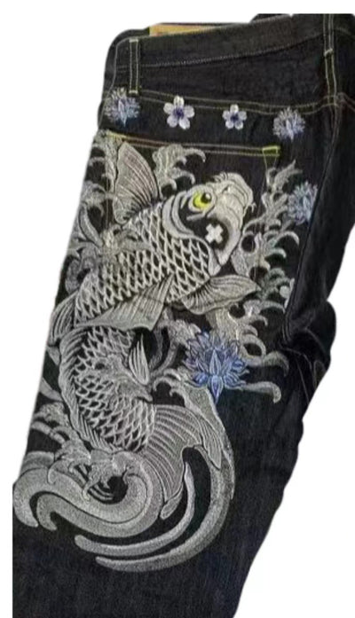 Pantalones Jeans Ukiyo-e Hombre Corte Recto Ancho Clásico - Image 4