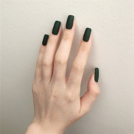 Uñas Postizas Trapecio Alargadas Pato Mandarín Oscuro - Image 3