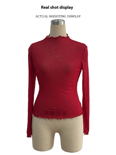 Blusa Brillante con Lentejuelas Ajustada de Manga Larga - Image 12