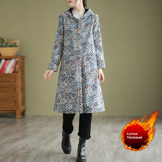 Chaqueta Acolchada Étnica con Capucha y Forro Polar Grueso - Image 3