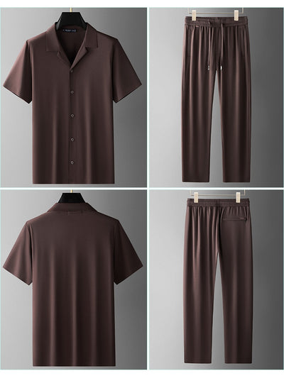 Conjunto Casual de Seda de Hielo para Hombre - Image 27