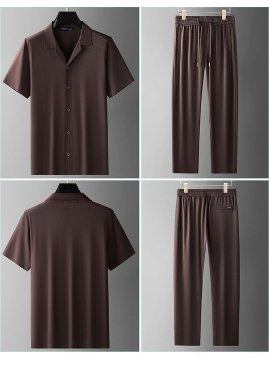 Conjunto Casual de Seda de Hielo para Hombre - Image 27