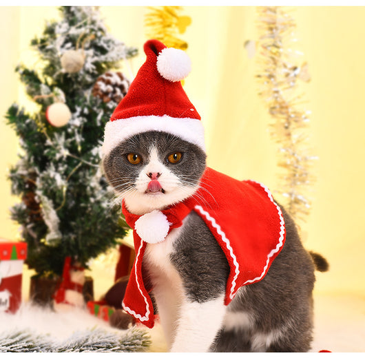 Disfraz Navideño para Mascotas - Capa y Gorro para Gatos y Perros - Image 2