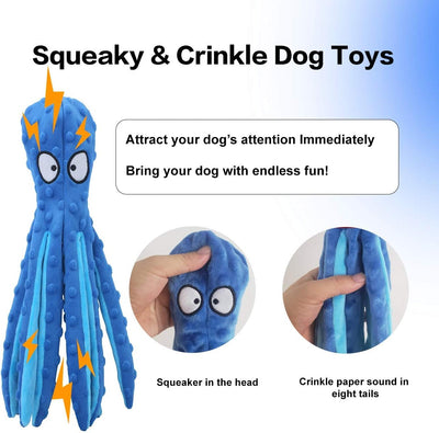 Juguete Pulpo Chirriante sin Relleno para Perros - Juguete Crujiente Interactivo para Cachorros - Image 6