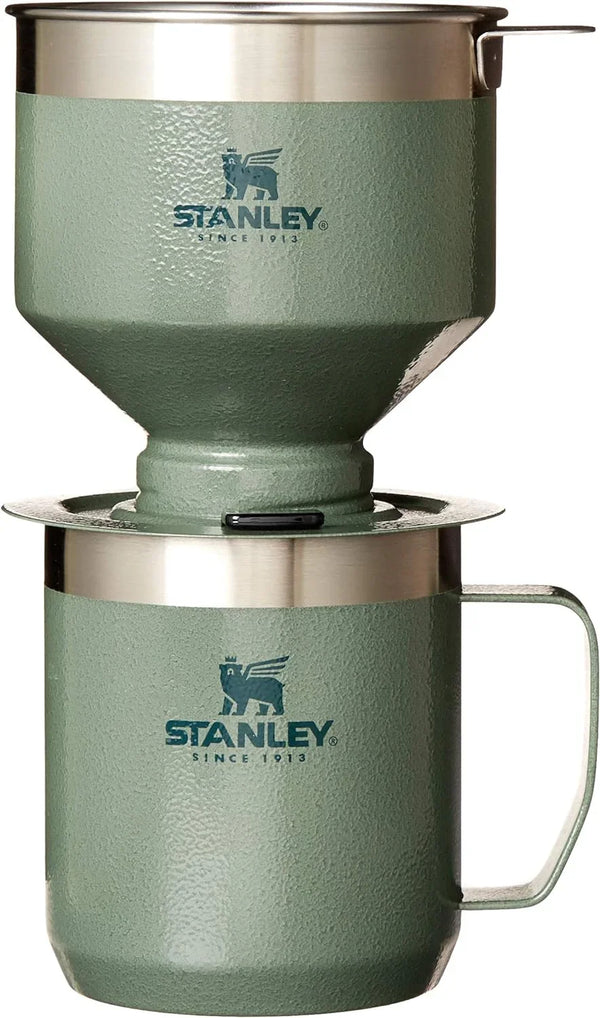 Perfect Brew Pour over Set | 12 Oz Camp Mug with Lid Included | Drip Coffee Maker with Reusable Filter | Insulated Stainless Steel | Bpa-Free | Hammertone Green - Tekeno