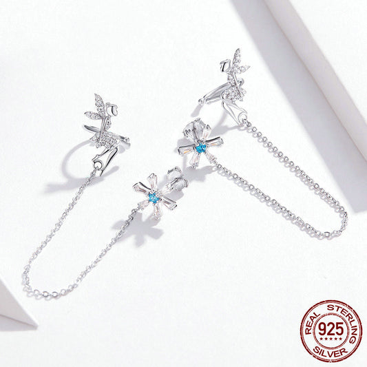 Aretes de Plata Esterlina con Diseño de Hada y Borla Delicada - Image 2