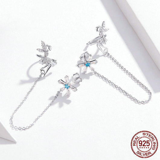 Aretes de Plata Esterlina con Diseño de Hada y Borla Delicada - Image 2