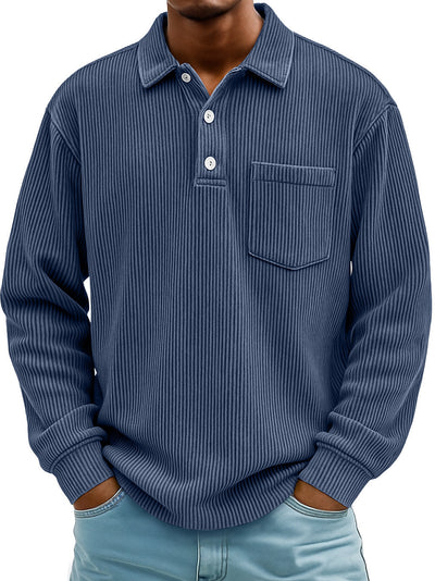 Polo Manga Larga de Pana a Rayas para Hombre - Image 14