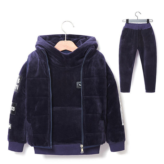 Traje Tres Piezas para Niño con Terciopelo, Abrigo Grueso Otoño Invierno - Image 6