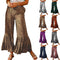 Pantalones Casuales Retro Ajustados con Cintura Elástica y Bota Acampanada