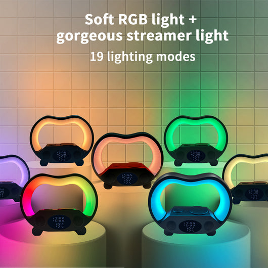Lámpara LED Inteligente 6 en 1 con Control Remoto Bluetooth, Cargador Inalámbrico y Altavoz - Image 2