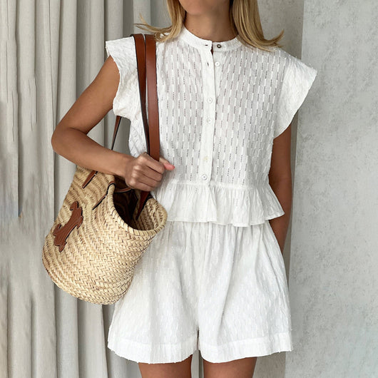 Conjunto de Verano Jacquard: Camisa y Shorts de Manga Corta - Image 4