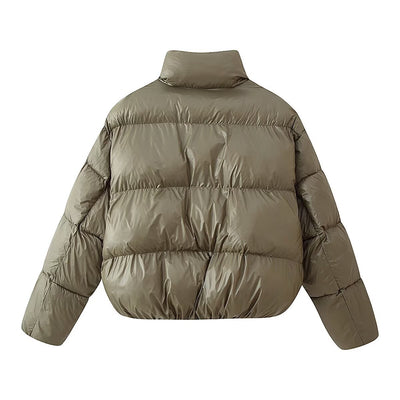 Abrigo de Algodón para Mujer con Cuello Alto, Cálido y Versátil - Image 4