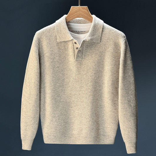 Suéter Retro Tejido Liso para Hombre - Comodidad de Invierno - Image 3