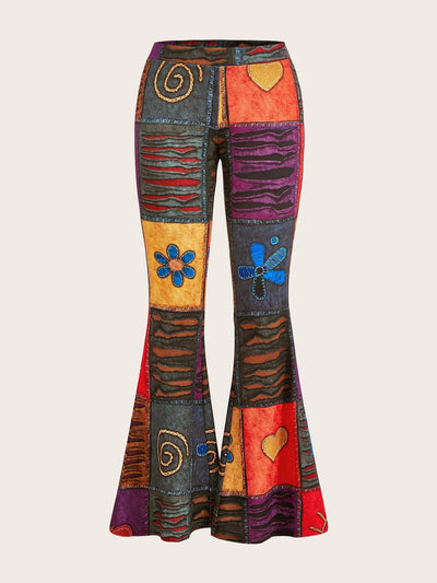 Pantalones Bootcut Ajustados con Estampado Abstracto Moderno - Image 18