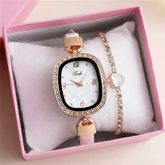 Conjunto Reloj Pulsera Mujer Cuarzo con Cinturón Mármol y Cristales - Image 18