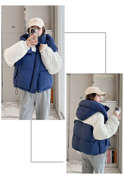 Chaqueta Corta de Algodón con Parches Contrastantes Gruesos para Mujer - Image 16