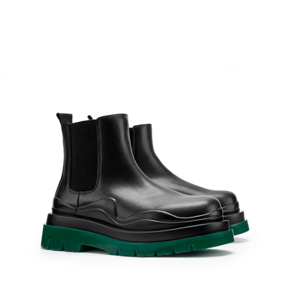Botas Martín Verde de Caña Alta Invierno Forradas Estilo Retro Suela Gruesa