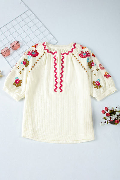 Blusa Casual Bordada en Chifón Multicolor - Estilo Primavera para Mujer - Image 12
