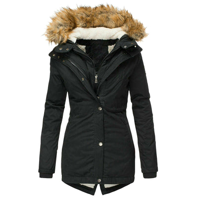 Chaqueta Slim Ajustada con Cuello de Pelaje Cálido y Cierre de Cremallera - Image 2