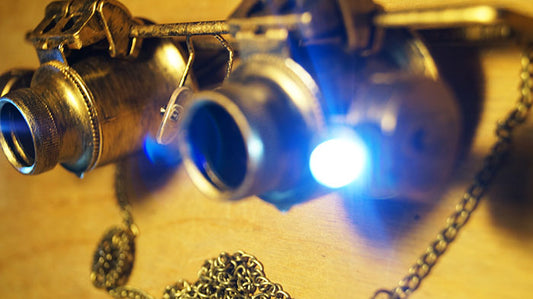 Gafas Lupa Retro de Bronce con Luz LED Integrada - Image 2